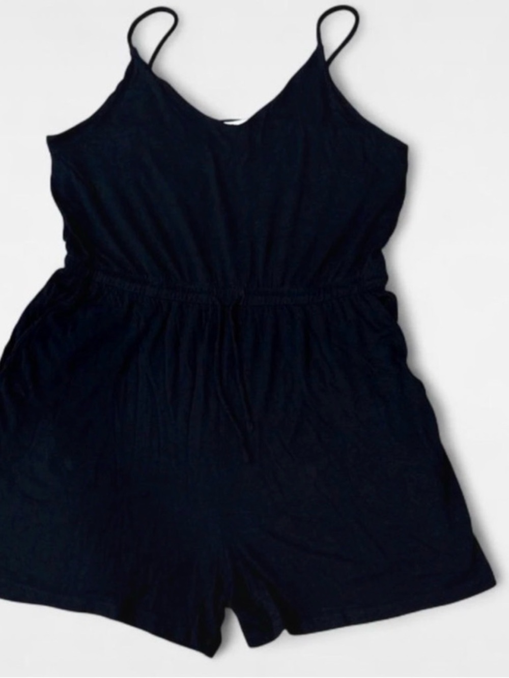 Black Sleeveless V-Neck Romper